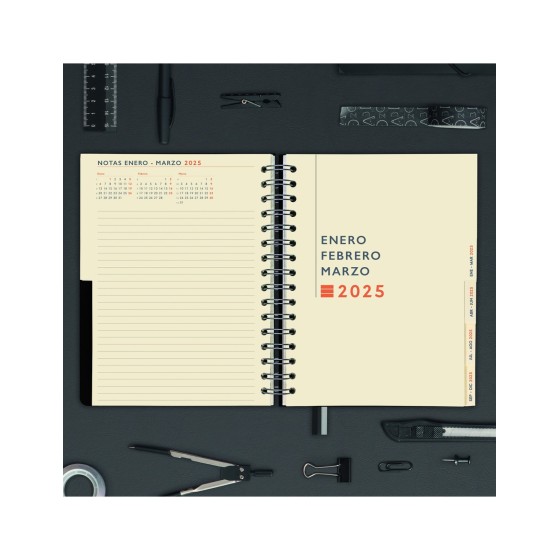 AGENDA 16 MESES SEPTIEMBRE 2024-DICIEMBRE 2025 4º 155X217 SEMANA VISTA VERTICAL TEMPUS NEGRO FINOCAM 626600125