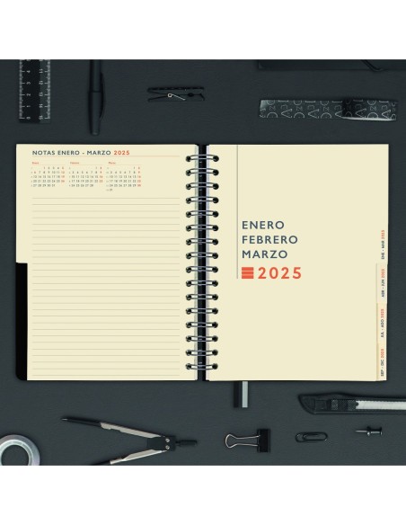 AGENDA 16 MESES SEPTIEMBRE 2024-DICIEMBRE 2025 4º 155X217 SEMANA VISTA VERTICAL TEMPUS NEGRO FINOCAM 626600125