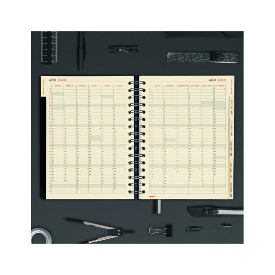 AGENDA 16 MESES SEPTIEMBRE 2024-DICIEMBRE 2025 4º 155X217 SEMANA VISTA VERTICAL TEMPUS NEGRO FINOCAM 626600125