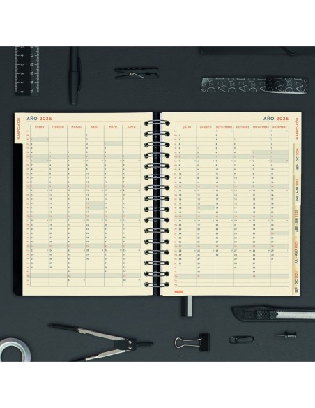 AGENDA 16 MESES SEPTIEMBRE 2024-DICIEMBRE 2025 4º 155X217 SEMANA VISTA VERTICAL TEMPUS NEGRO FINOCAM 626600125