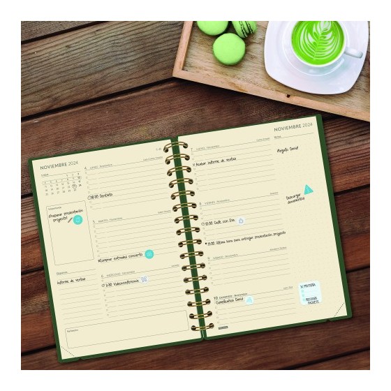 AGENDA 16 MESES SEPTIEMBRE 2024-DICIEMBRE 2025 E10-155X212 SEMANA VISTA HORIZONTAL HAIKU VERDE FINOCAM 627400225