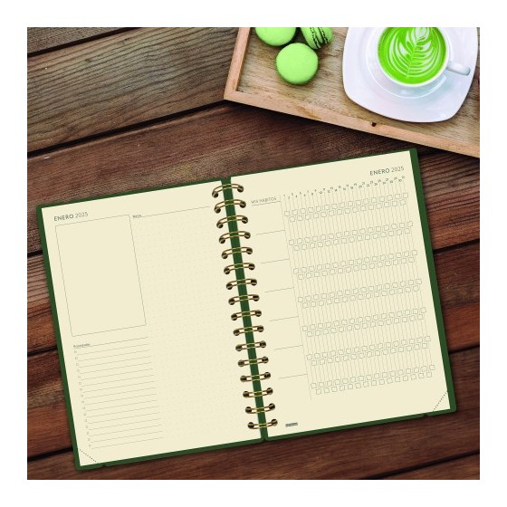 AGENDA 16 MESES SEPTIEMBRE 2024-DICIEMBRE 2025 E10-155X212 SEMANA VISTA HORIZONTAL HAIKU VERDE FINOCAM 627400225