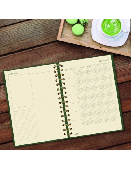 AGENDA 16 MESES SEPTIEMBRE 2024-DICIEMBRE 2025 E10-155X212 SEMANA VISTA HORIZONTAL HAIKU VERDE FINOCAM 627400225