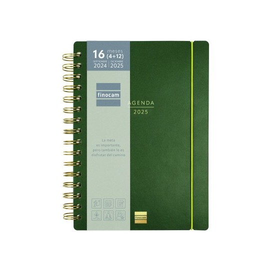 AGENDA 16 MESES SEPTIEMBRE 2024-DICIEMBRE 2025 E10-155X212 SEMANA VISTA HORIZONTAL HAIKU VERDE FINOCAM 627400225