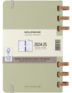 AGENDA 12 MESES 2025 ACADÉMICA ESPIRAL L (13 X 21 CM) KIWI TAPA DURA MOLESKINE DHSPK5212AMWH3Y25 2