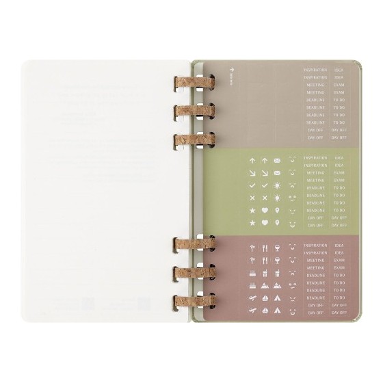 AGENDA 12 MESES 2025 ACADÉMICA ESPIRAL L (13 X 21 CM) KIWI TAPA DURA MOLESKINE DHSPK5212AMWH3Y25