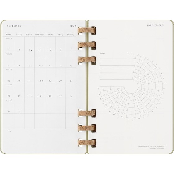 AGENDA 12 MESES 2025 ACADÉMICA ESPIRAL L (13 X 21 CM) KIWI TAPA DURA MOLESKINE DHSPK5212AMWH3Y25