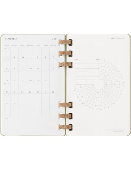 AGENDA 12 MESES 2025 ACADÉMICA ESPIRAL L (13 X 21 CM) KIWI TAPA DURA MOLESKINE DHSPK5212AMWH3Y25
