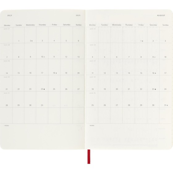AGENDA 18 MESES 2024-2025 SEMANAL L (13 X 21 CM) ROJO ESCARLATA TAPA BLANDA MOLESKINE DSF218WN3Y25
