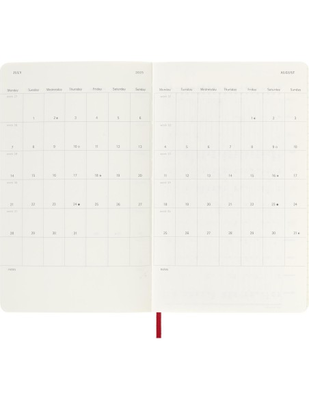 AGENDA 18 MESES 2024-2025 SEMANAL L (13 X 21 CM) ROJO ESCARLATA TAPA BLANDA MOLESKINE DSF218WN3Y25