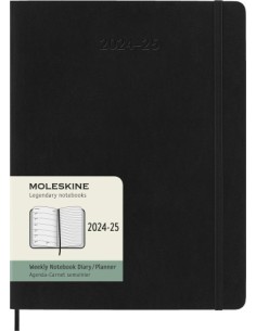 AGENDA 18 MESES 2024-2025 SEMANAL XL (19 X 25 CM) NEGRA TAPA BLANDA MOLESKINE DSB18WN4Y25