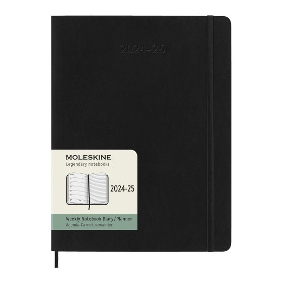 AGENDA 18 MESES 2024-2025 SEMANAL XL (19 X 25 CM) NEGRA TAPA BLANDA MOLESKINE DSB18WN4Y25