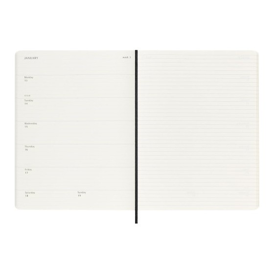 AGENDA 18 MESES 2024-2025 SEMANAL XL (19 X 25 CM) NEGRA TAPA BLANDA MOLESKINE DSB18WN4Y25