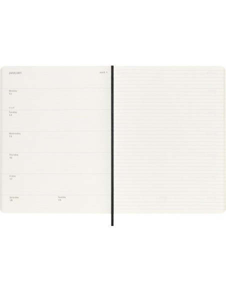 AGENDA 18 MESES 2024-2025 SEMANAL XL (19 X 25 CM) NEGRA TAPA BLANDA MOLESKINE DSB18WN4Y25