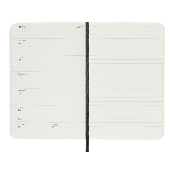 AGENDA 18 MESES 2024-2025 SEMANAL P (9 X 14 CM) NEGRA TAPA BLANDA MOLESKINE DSB18WN2Y25