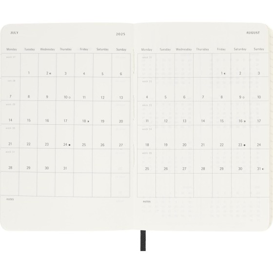 AGENDA 18 MESES 2024-2025 SEMANAL P (9 X 14 CM) NEGRA TAPA BLANDA MOLESKINE DSB18WN2Y25