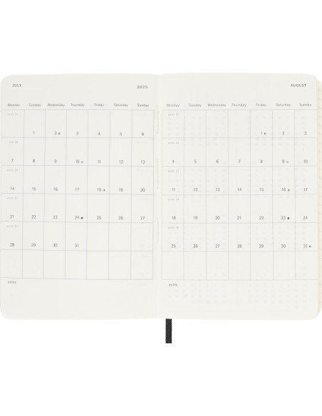 AGENDA 18 MESES 2024-2025 SEMANAL P (9 X 14 CM) NEGRA TAPA BLANDA MOLESKINE DSB18WN2Y25
