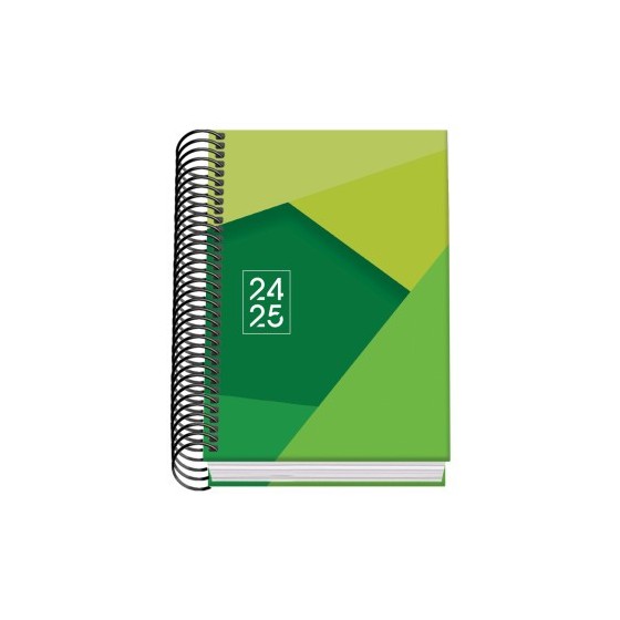 AGENDA ESCOLAR 2024-2025 TAMAÑO A6 TAPA CARTON FORRADO  DÍA PÁGINA TANGRAM BASIC VERDE DOHE 51750