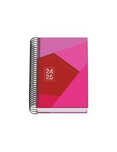 AGENDA ESCOLAR 2024-2025 TAMAÑO A6 TAPA CARTON FORRADO  DÍA PÁGINA TANGRAM BASIC ROSA DOHE 51749