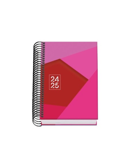 AGENDA ESCOLAR 2024-2025 TAMAÑO A6 TAPA CARTON FORRADO  DÍA PÁGINA TANGRAM BASIC ROSA DOHE 51749
