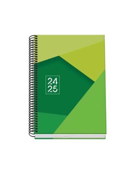AGENDA ESCOLAR 2024-2025 TAMAÑO A5 TAPA CARTON FORRADO  DÍA PÁGINA TANGRAM BASIC VERDE DOHE 51742
