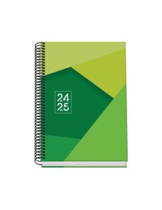AGENDA ESCOLAR 2024-2025 TAMAÑO A5 TAPA CARTON FORRADO  SEMANA VISTA TANGRAM BASIC VERDE DOHE 51746