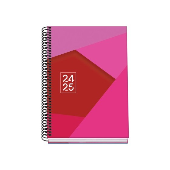 AGENDA ESCOLAR 2024-2025 TAMAÑO A5 TAPA CARTON FORRADO  SEMANA VISTA TANGRAM BASIC ROSA DOHE 51745