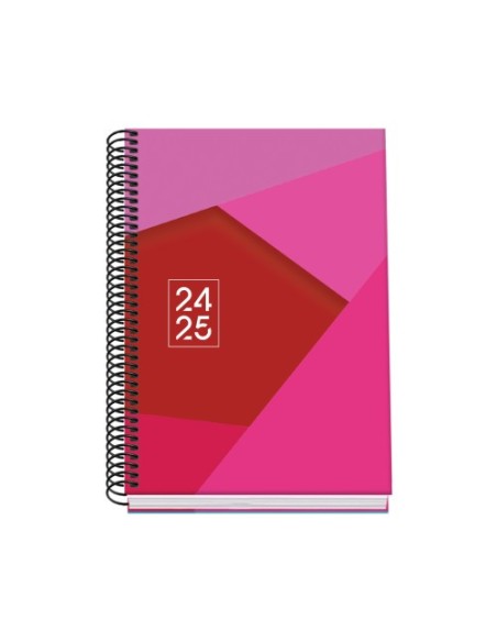 AGENDA ESCOLAR 2024-2025 TAMAÑO A5 TAPA CARTON FORRADO  SEMANA VISTA TANGRAM BASIC ROSA DOHE 51745