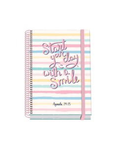 AGENDA ESCOLAR 2024-2025 TAMAÑO A5 TAPA CARTON FORRADO  SEMANA VISTA SMILE PRIME DOHE 51767