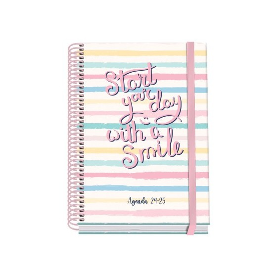 AGENDA ESCOLAR 2024-2025 TAMAÑO A5 TAPA CARTON FORRADO  SEMANA VISTA SMILE PRIME DOHE 51767