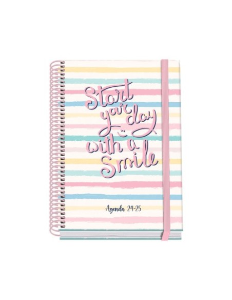 AGENDA ESCOLAR 2024-2025 TAMAÑO A5 TAPA CARTON FORRADO  SEMANA VISTA SMILE PRIME DOHE 51767