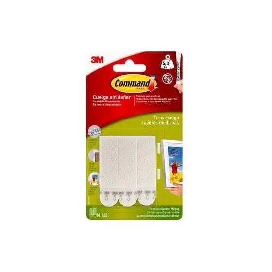 BLISTER TIRAS ADHESIVAS MEDIANAS PARA CUADROS HASTA 5,4KG COMMAND 17201 3M 7100127044