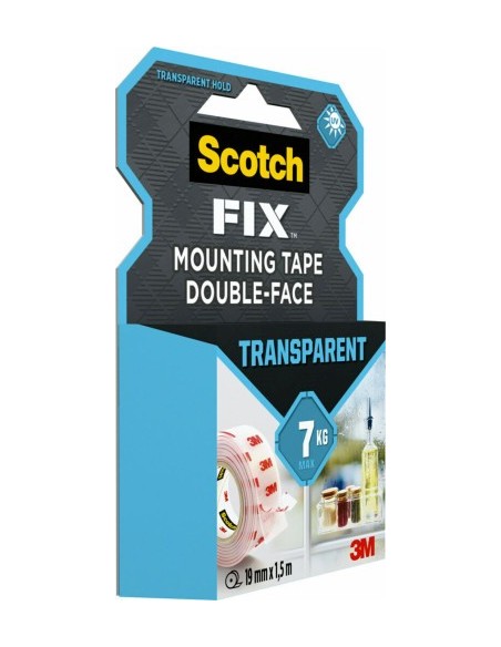 ROLLO CINTA DE MONTAJE DOBLE CARA TRANSPARENTE 19 MM X 1,5M HASTA 7KG FIX 4910C-1915-P SCOTH 7100261816