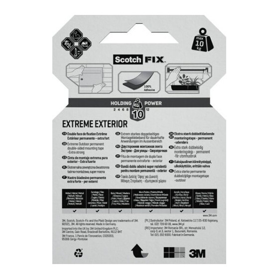 ROLLO CINTA DE MONTAJE DOBLE CARA EXTREME EXTERIORES 19MM X 1,5M HASTA 10KG FIX PT1100-1915-P SCOTH 7100272781
