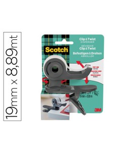 DISPENADOR PORTARROLLOS CLIP&TWIST C19 GRIS CON ROLLO CINTA INVISIBLE 19MM X 8,89M MAGIC C19-CLIP-CG-EMEA SCOTH 7100225277