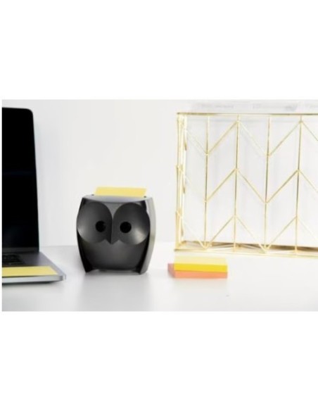 PACK DISPENSADOR Z-NOTES BÚHO NEGRO + 2 BLOCS 45 HOJAS 76X76MM POST-IT SUPER STICKY Z-NOTES OWL-330 SCOTH 7100322315