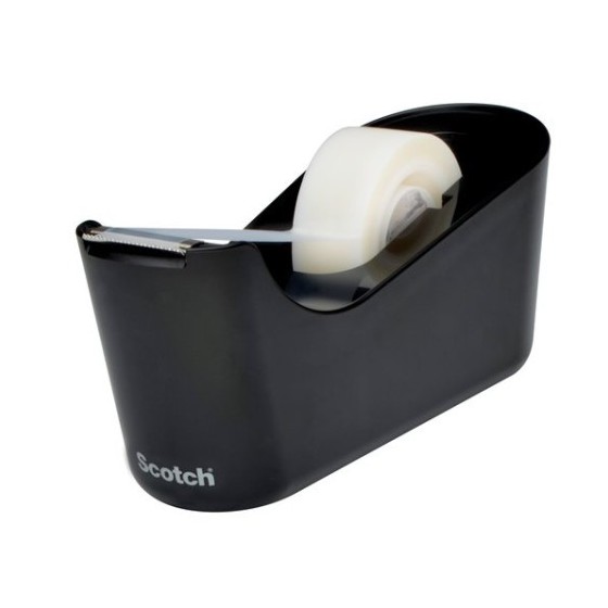 DISPENSADOR PORTARROLLOS C18 DE SOBREMESA COLOR NEGRO CON ROLLO CINTA INVISIBLE 19MM X 33M MAGIC C18-B SCOTH 7100180453