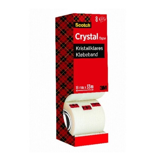 PACK 7+1 ROLLOS CINTA SUPERTRANSPARENTE 19MM X 33M CRYSTAL 6-1933R8 SCOTH 7100026961