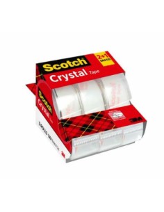 PACK 2+1 ROLLOS CINTA SUPERTRANSPARENTE 19MM × 7,5M CRYSTAL CON DISPENSADOR 6-1975C3 SCOTH 7100088402 2
