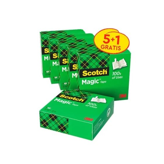 PACK 5+1 ROLLOS CINTA INVISIBLE 19MM X 33M MAGIC810P5+1 SCOTH 7100054673