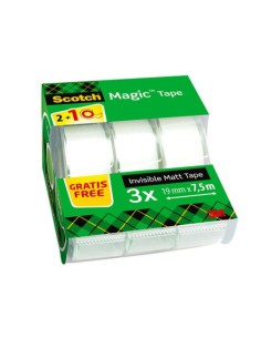 PACK 2+1 ROLLOS CINTA INVISIBLE 19MM X 7,5M MAGICCON DISPENSADOR 8-1975C3 SCOTH 7100088375