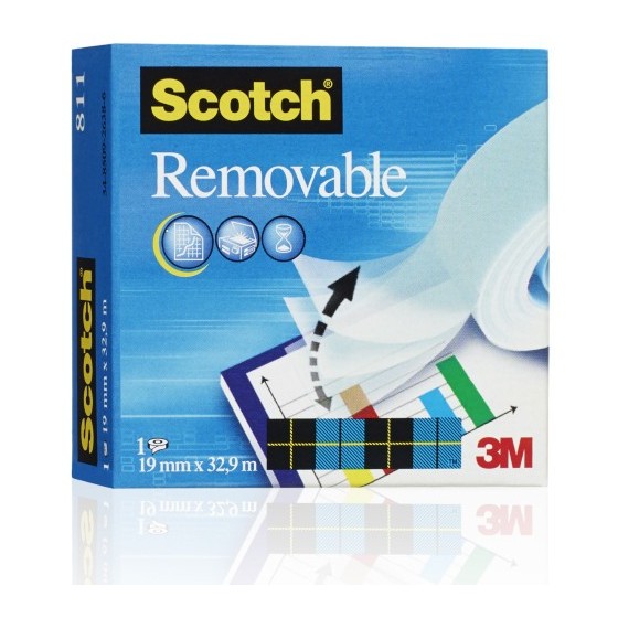 ROLLO CINTA INVISIBLE REUTILIZABLE 19 MM X33M CAJA CARTÓN 811/1933 SCOTH 7000029163