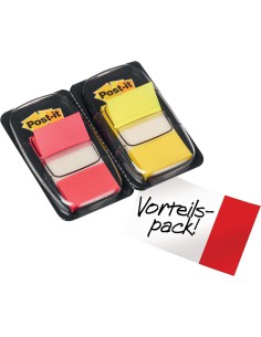 PACK 2 DISPENSADORES X 50 MARCADORES INDEX 25,4X43,2MM COLORES ROJO/AMARILLO 680-RY2 POST-IT 7000052571 2