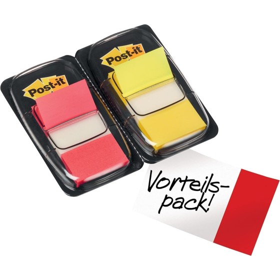 PACK 2 DISPENSADORES X 50 MARCADORES INDEX 25,4X43,2MM COLORES ROJO/AMARILLO 680-RY2 POST-IT 7000052571