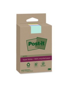 PACK 4 BLOCS 45 HOJAS NOTAS RECICLADAS ADHESIVAS 102X152MM SUPER STICKY COLORES SURTIDOS CON LÍNEAS 4645-RSSCOL4 POST-IT 7100321348