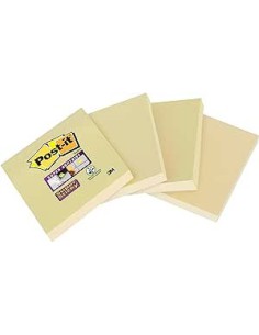 PACK 4 BLOCS 45 HOJAS NOTAS RECICLADAS ADHESIVAS 102X152MM SUPER STICKY CANARY YELLOW CON LÍNEAS 4645-RSSCY4 POST-IT 7100321347