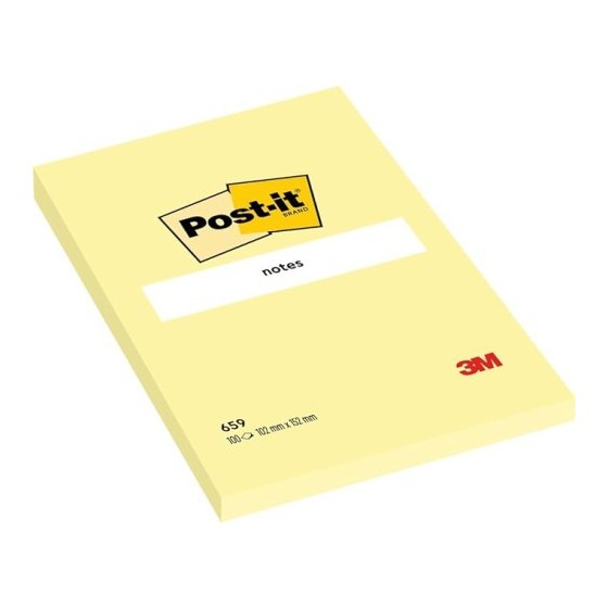 BLOCS 100 HOJAS NOTAS GRANDES ADHESIVAS 101X152MM CANARY YELLOW 659 POST-IT 7100172752