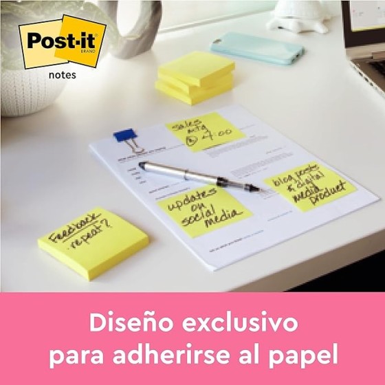 PACK 12 BLOCS 100 HOJAS Z-NOTES 76X127MM CANARY YELLOW CAJA CARTÓN R350 CY POST-IT 7100290186