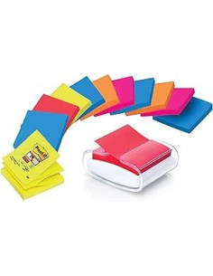 PACK DISPENSADOR BLANCO PRO + 12 BLOCS 90 HOJAS Z-NOTES 76X76MM SUPER STICKY COLORES VARIADOS PRO-W-1SSCOL-R330 POST-IT 7100039361