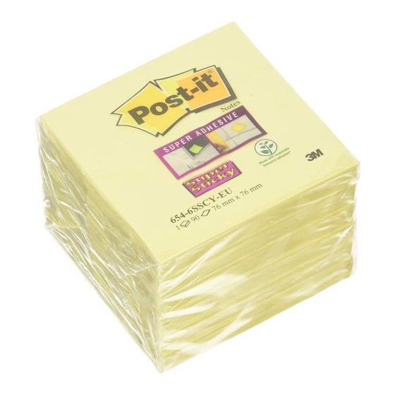 PACK 18+6 BLOCS 90 HOJAS Z-NOTES ADHESIVAS 76X76MM SUPER STICKY CANARY YELLOW R330-SSCY-VP20 POST-IT 7100236629